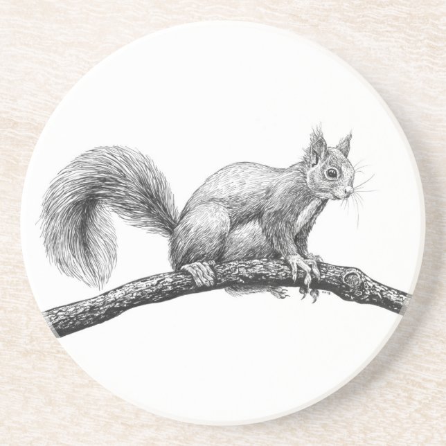 Squirrel drawing coaster (Front)