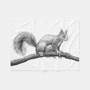 Squirrel drawing fleece blanket