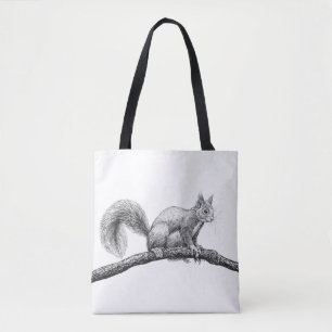 Squirrel drawing tote bag