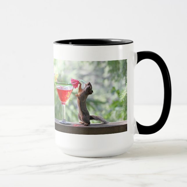 Squirrel Drinking a Cocktail at Happy Hour Mug (Right)