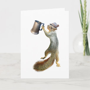 Squirrel Drinking Beer Stein Card