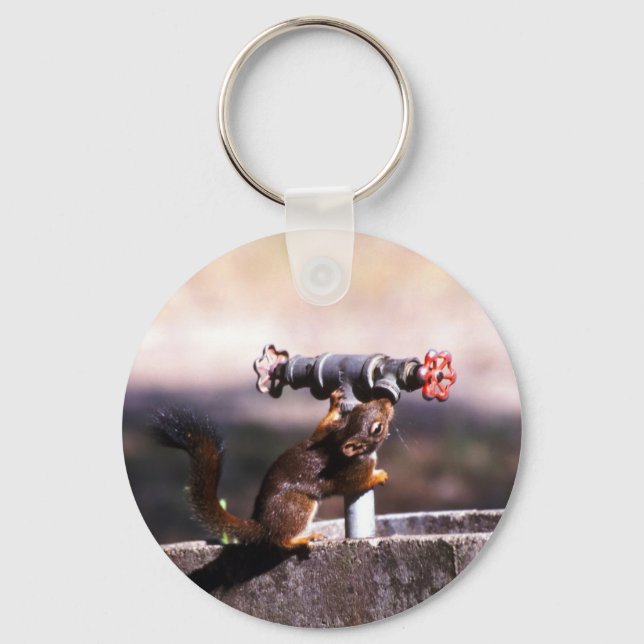Squirrel drinking key ring (Front)
