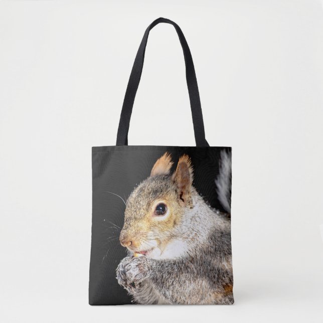 Squirrel eating a nut tote bag (Front)