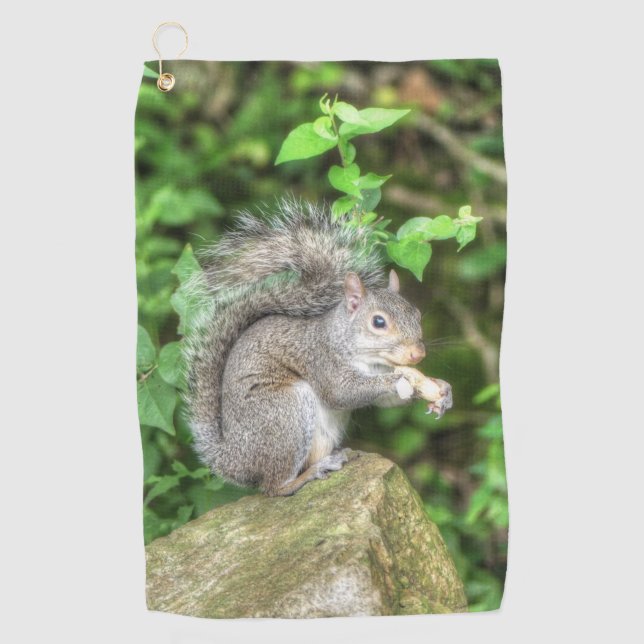 Squirrel Eating a Peanut Golf Towel (Front)