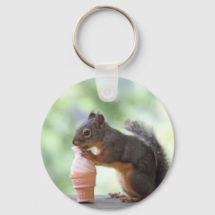 Squirrel Eating an Ice Cream Cone Key Ring