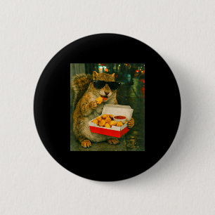 Squirrel eating chicken nugget meme retro urban 6 cm round badge