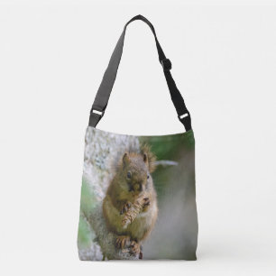 Squirrel Eating on Tree Crossbody Bag