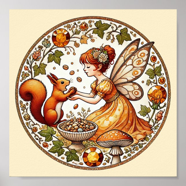 Squirrel Fairy Illustration                        Poster (Front)