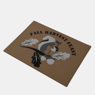 Squirrel Fall Harvest Feast Doormat