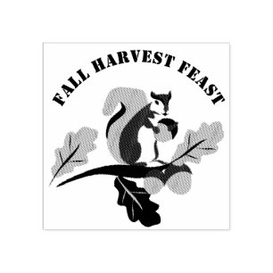 Squirrel Fall Harvest Feast Rubber Stamp