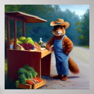 Squirrel Farmer Roadside Stand Poster