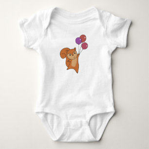 Squirrel Forest Animal Flies Balloons Baby Bodysuit
