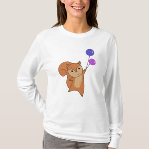 Squirrel Forest Animal Flies Balloons T-Shirt