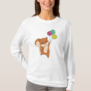 Squirrel Forest Animal Flies Balloons T-Shirt
