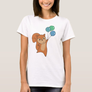 Squirrel Forest Animal Flies Balloons T-Shirt