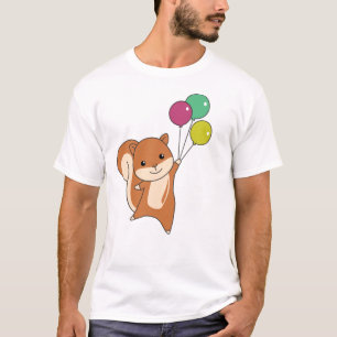 Squirrel Forest Animal Flies Balloons T-Shirt
