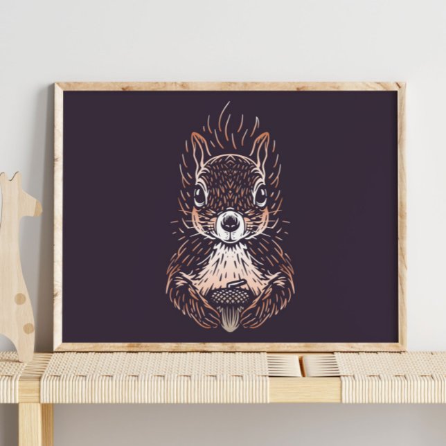 Squirrel Forest Animal Wall Print | Woodland Art (Creator Uploaded)