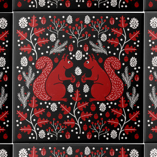 Squirrel Forest Woodland Ceramic Tile