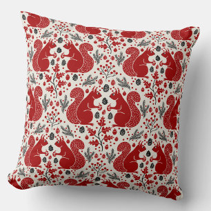 Squirrel Forest Woodland Pattern Cushion