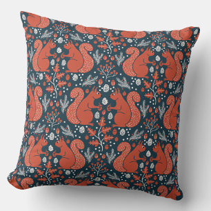 Squirrel Forest Woodland Pattern Cushion