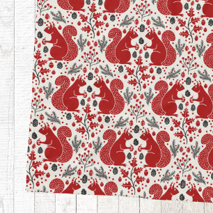 Squirrel Forest Woodland Pattern Fleece Blanket