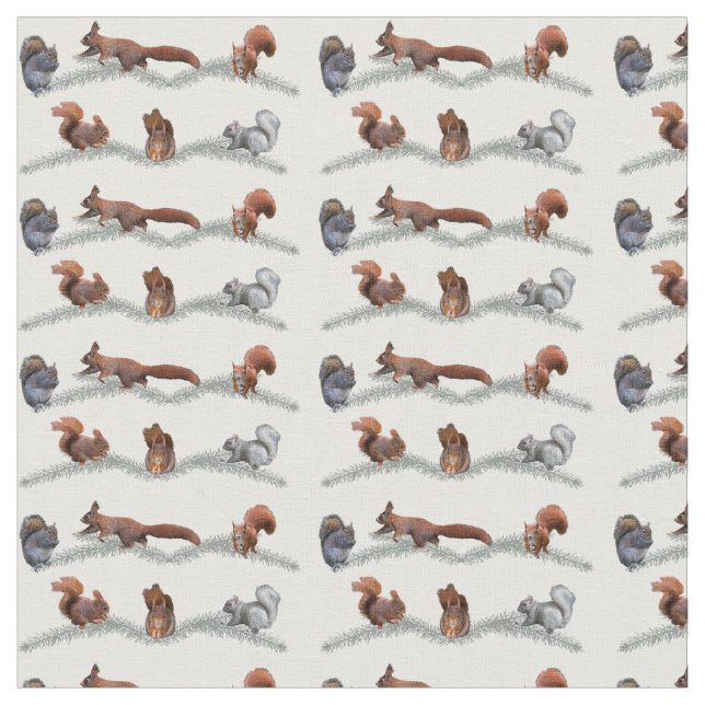 Squirrel Frenzy Fabric (choose colour) (Close Up)