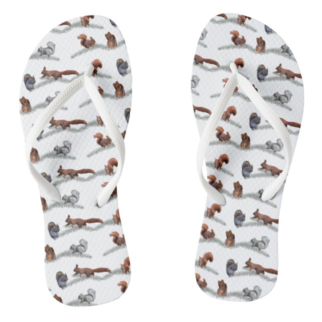 Squirrel Frenzy Flip Flops (Choose Colour) (Footbed)