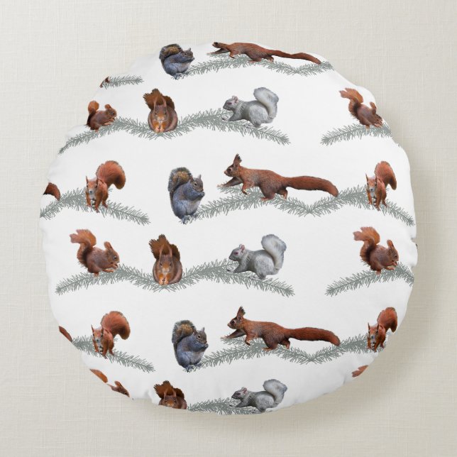 Squirrel Frenzy Pillow (choose colour) (Front)
