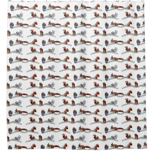 Squirrel Frenzy Shower Curtain (choose colour) (Front)