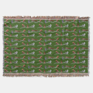 Squirrel Frenzy Throw Blanket (Green)