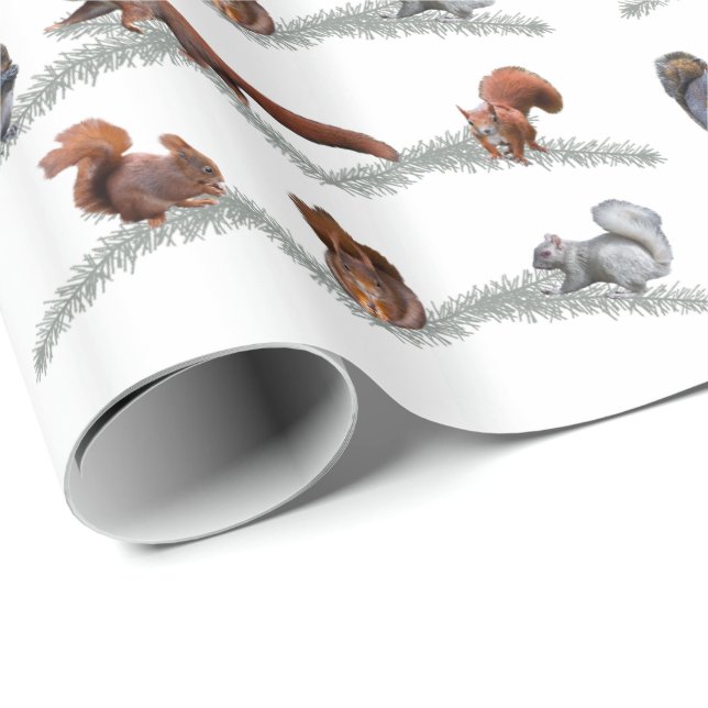 Squirrel Frenzy Wrapping Paper (choose colour) (Roll Corner)