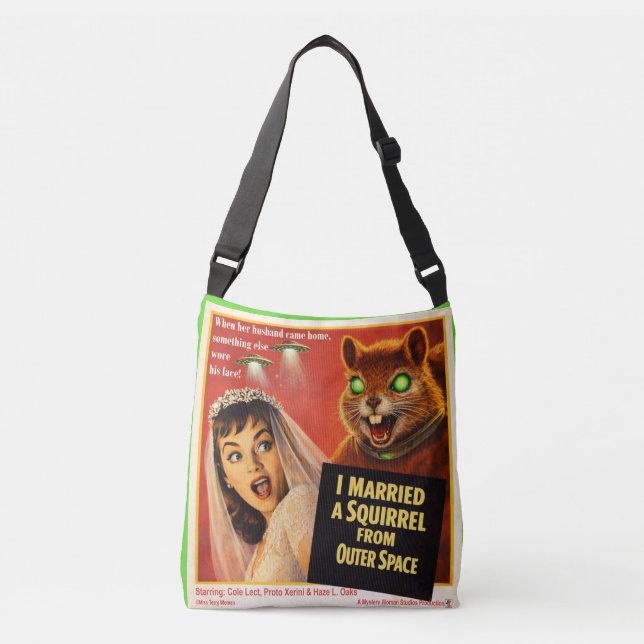 Squirrel from Outer Space Crossbody Bag (Front)
