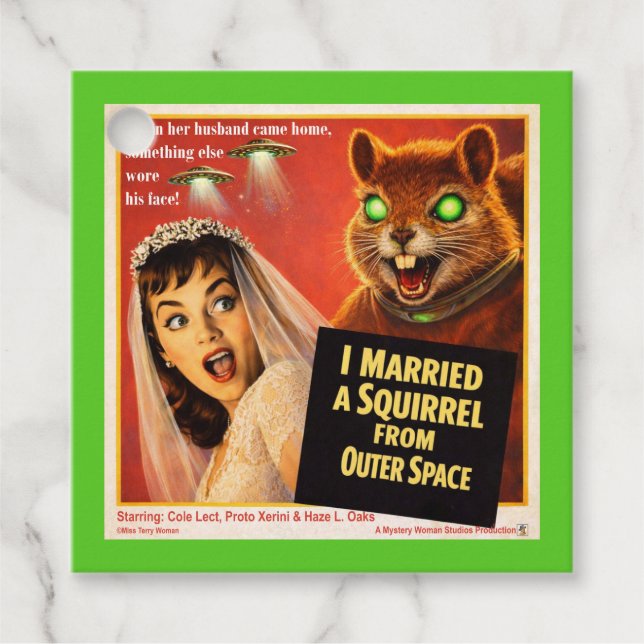 Squirrel from Outer Space Favour Tags (Front)