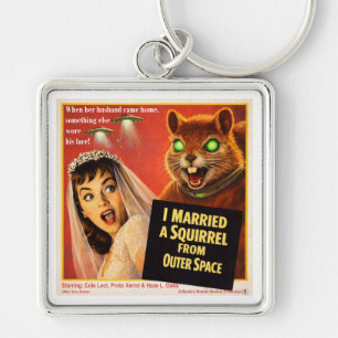 Squirrel from Outer Space Key Ring