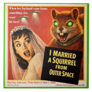 Squirrel from Outer Space Parody Ceramic Tile