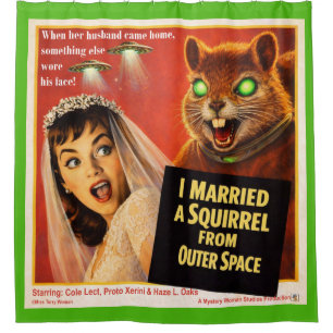 Squirrel from Outer Space Parody Shower Curtain