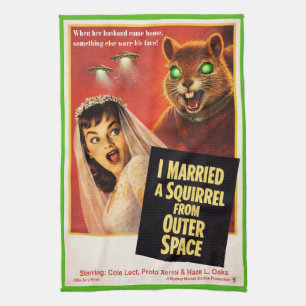 Squirrel from Outer Space Parody Tea Towel