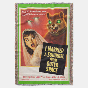 Squirrel from Outer Space Parody Throw Blanket