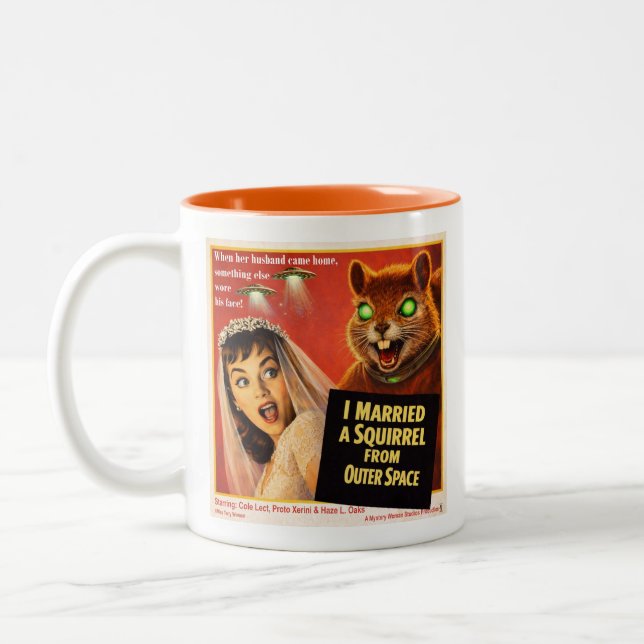 Squirrel from Outer Space Parody Two-Tone Coffee Mug (Left)
