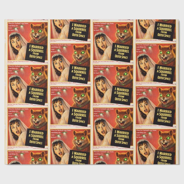 Squirrel from Outer Space Parody Wrapping Paper (Flat)