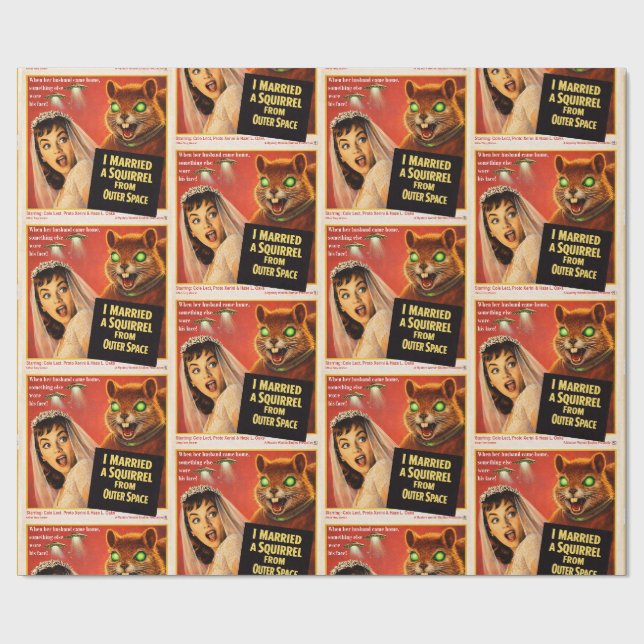 Squirrel from Outer Space Parody Wrapping Paper (Flat)