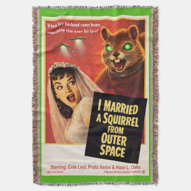 Squirrel from Outer Space Throw Blanket (Front Vertical)