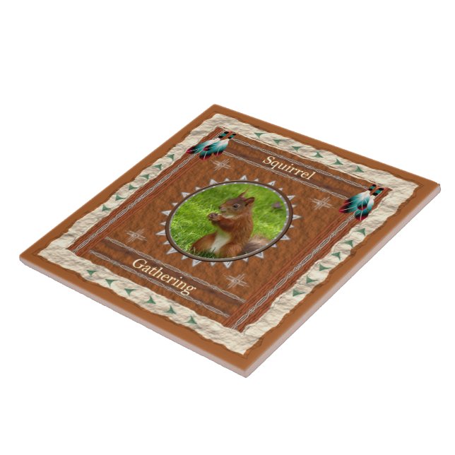 Squirrel Gathering Energy Ceramic Tile (Side)