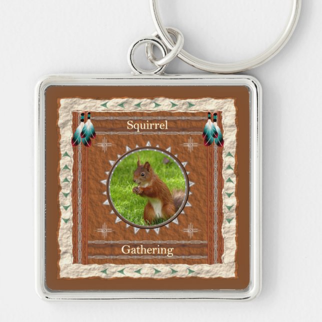 Squirrel Gathering Energy Key Ring (Front)