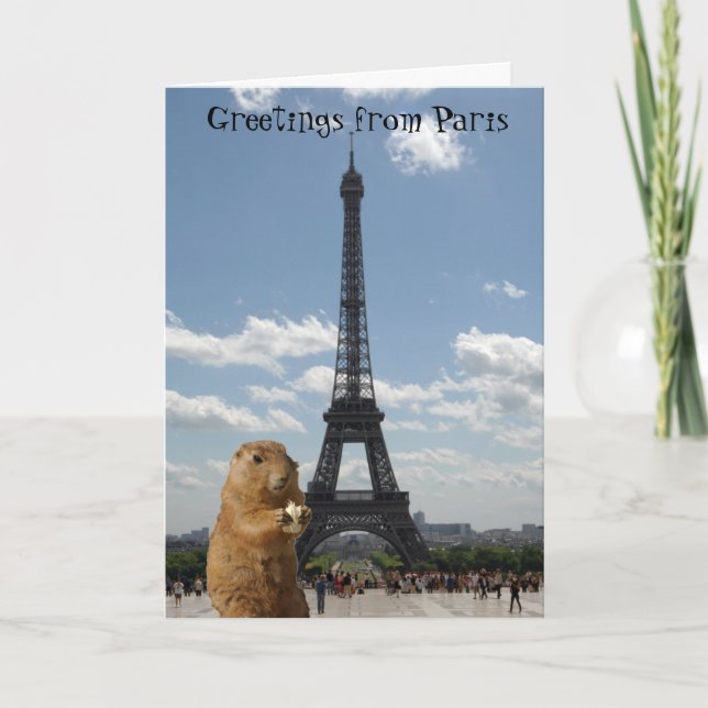 Squirrel Greetings from Eiffel Tower Card (Front)