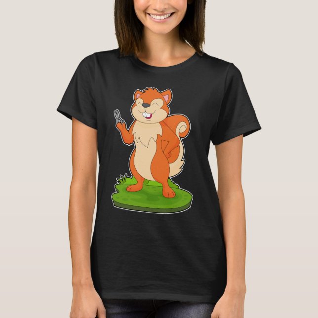 Squirrel Hairdresser Scissors T-Shirt (Front)
