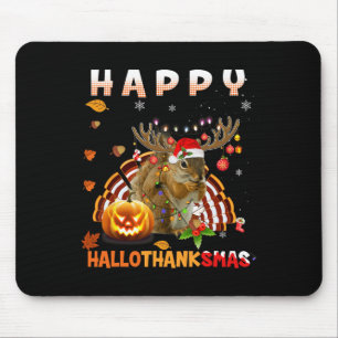 Squirrel Halloween And Merry Christmas Happy Hallo Mouse Pad