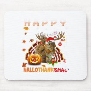 Squirrel Halloween And Merry Christmas Happy Hallo Mouse Pad