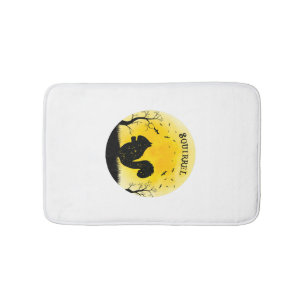 Squirrel Halloween Vintage Retro Moon Bath Mat
