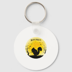 Squirrel Halloween Vintage Retro Moon Key Ring